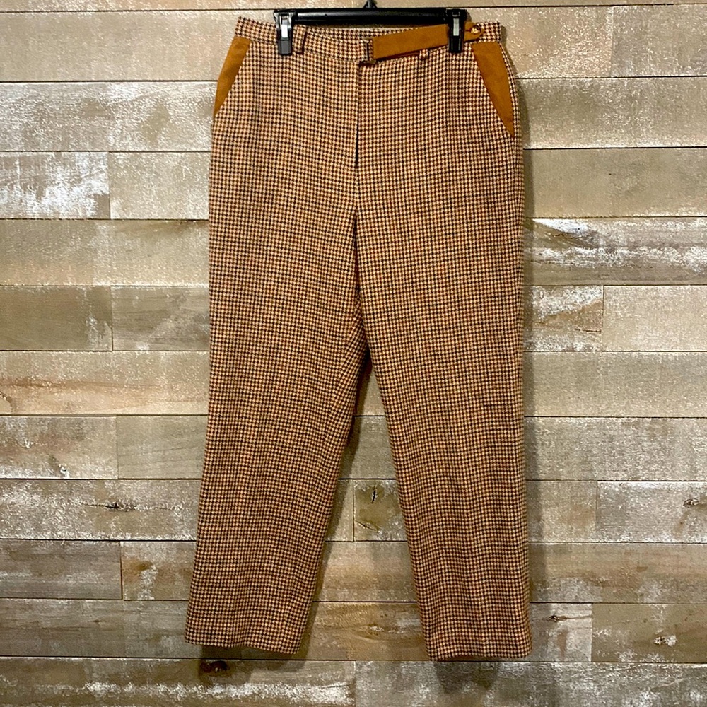 Orvis vintage style high rise wool blend brown lined tweed pant size 12